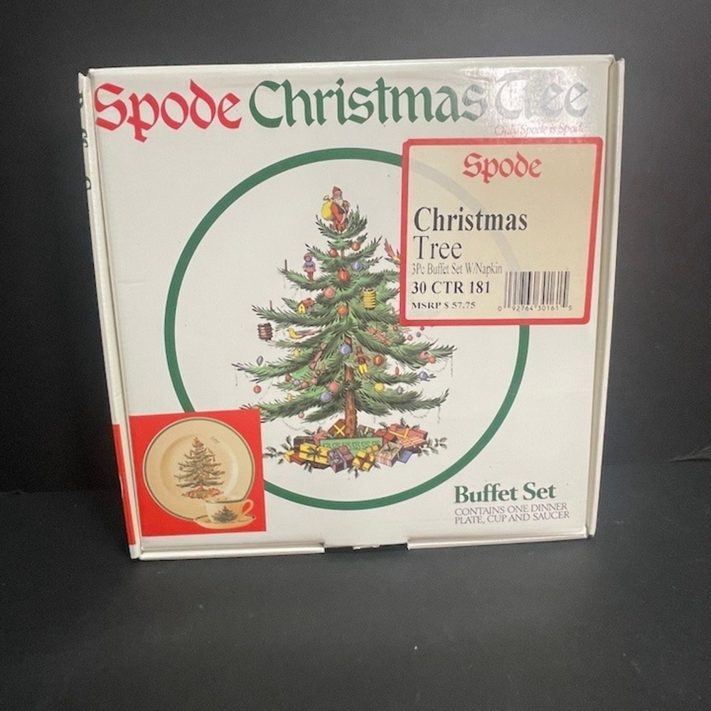 Vtg 1995 Spode Christmas Tree 4-Piece Buffet Place Setting Made in England Boxed